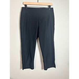 Lulu-B Womens Black Tummy Control Pull On Stretch Crop Capri Pants Size 8